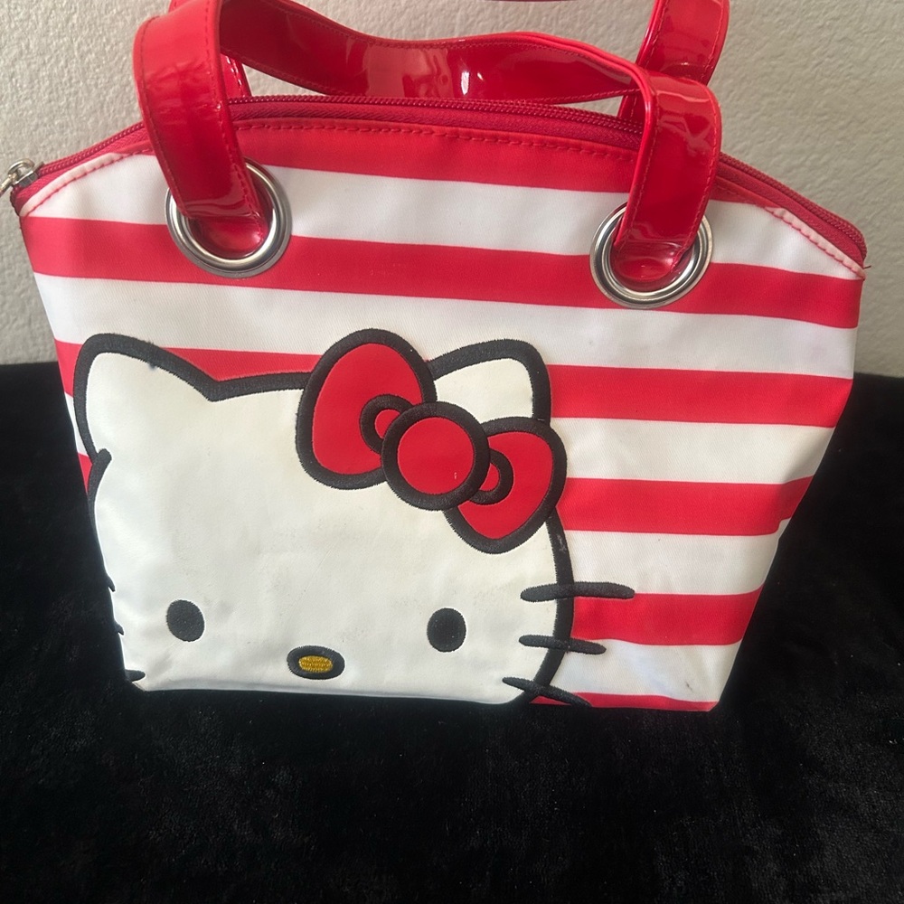Hello Kitty Red and White Striped Women's Bag